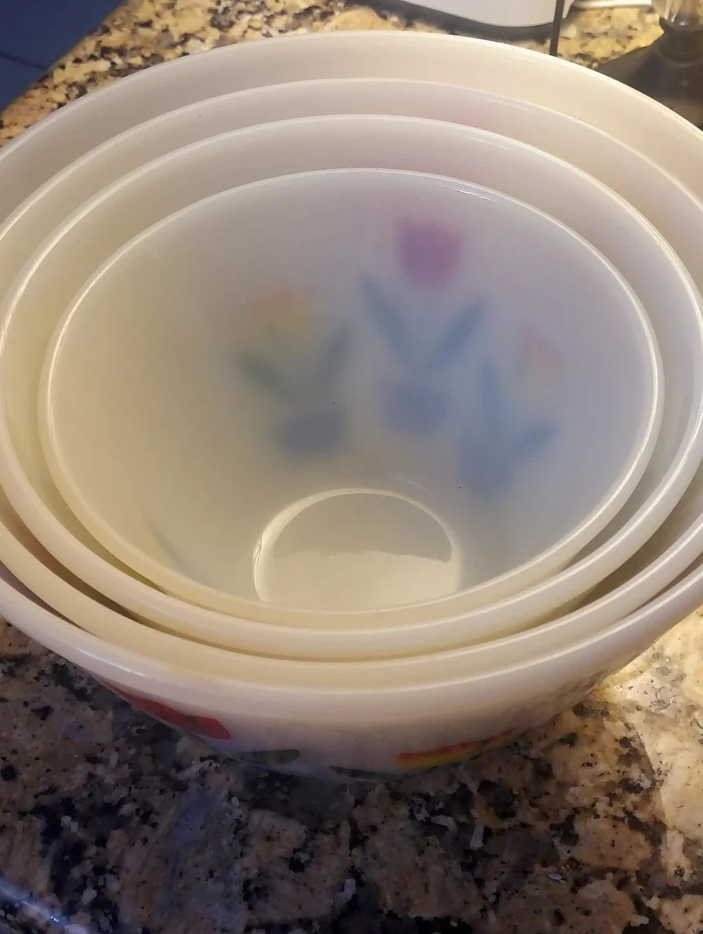 Fire King Tulip Mixing Bowls.